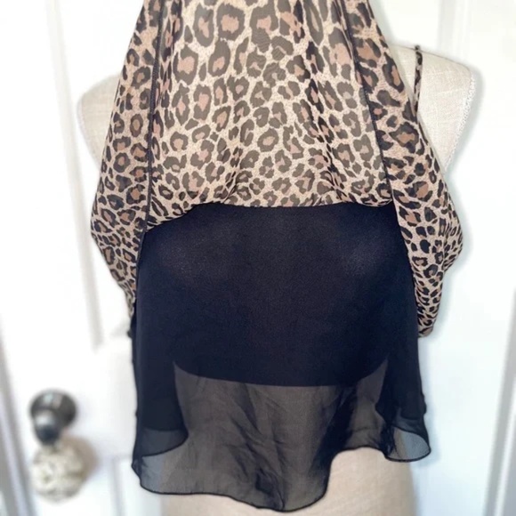 Charlotte Russe | NWT Y2K Made In USA Leopard Print Ruffle Crop Top | Size M - Picture 5 of 9